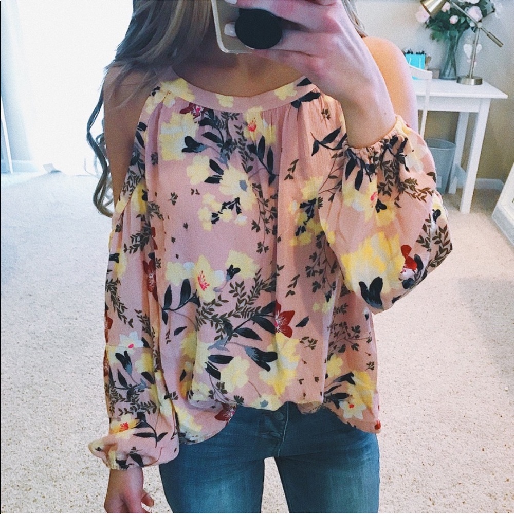 Love fire, cold shoulder, floral shirt